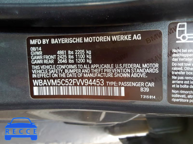 2015 BMW X1 XDRIVE3 WBAVM5C52FVV94453 image 9