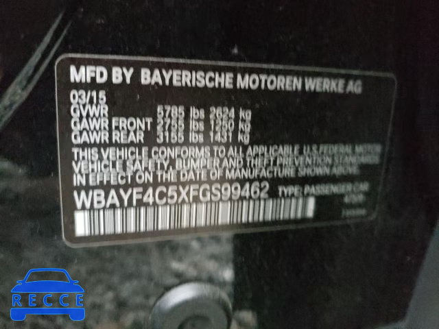 2015 BMW 740 LXI WBAYF4C5XFGS99462 image 9