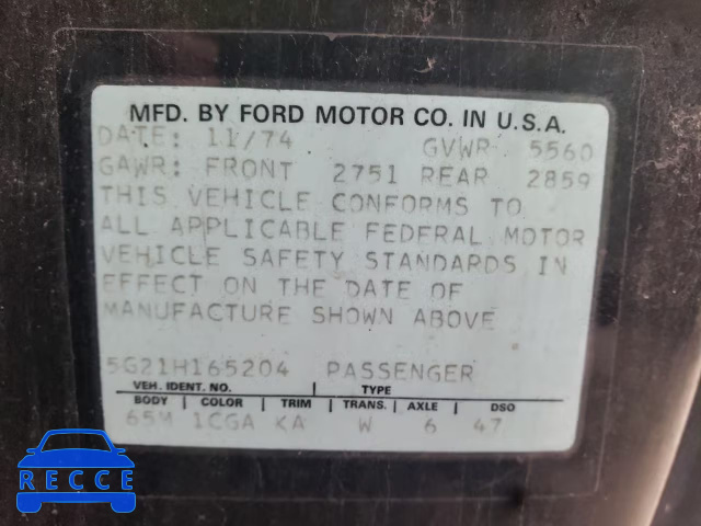 1975 FORD 2 DOOR 5G21H165204 image 9