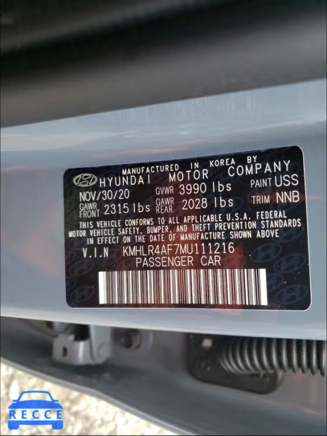 2021 HYUNDAI ELANTRA N KMHLR4AF7MU111216 зображення 9