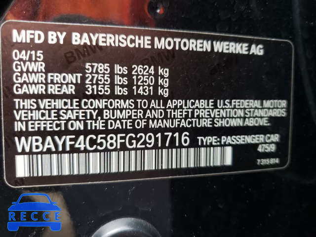 2015 BMW 740 LXI WBAYF4C58FG291716 image 9