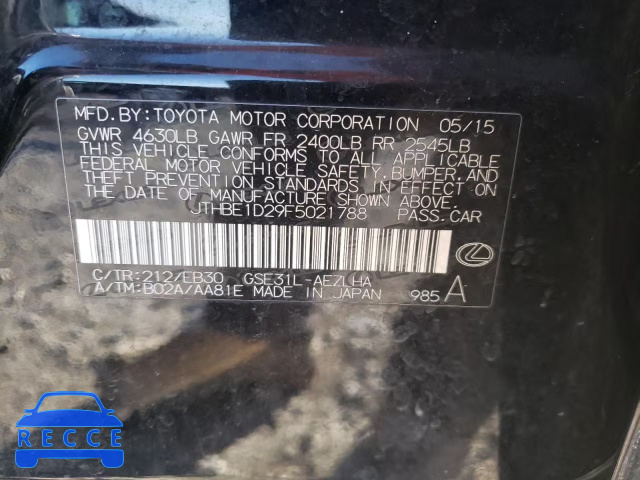 2015 LEXUS IS350 JTHBE1D29F5021788 image 9