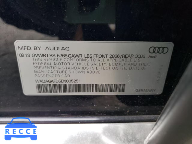 2014 AUDI A8 QUATTRO WAUAGAFD5EN005251 image 9