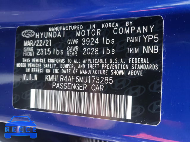 2021 HYUNDAI ELANTRA N KMHLR4AF6MU173285 зображення 9