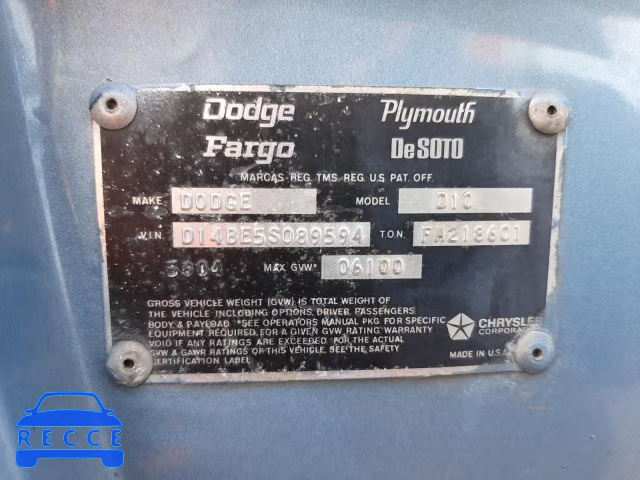 1975 DODGE D100 D14BE5S089594 image 9