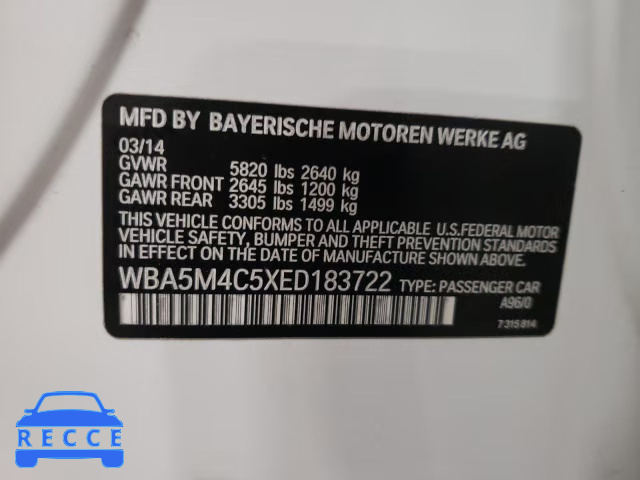 2014 BMW 535 XIGT WBA5M4C5XED183722 image 9