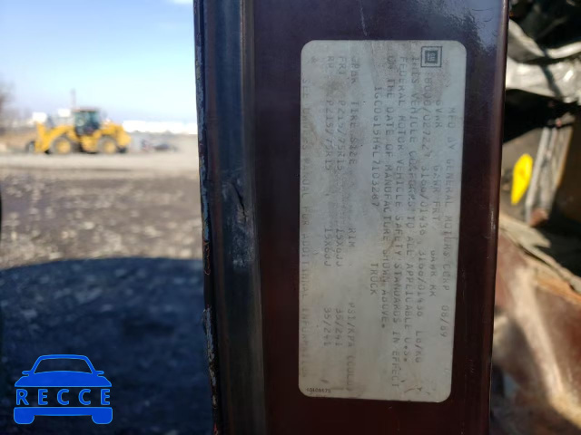 1990 CHEVROLET G10 1GCDG15H4L7103287 зображення 9