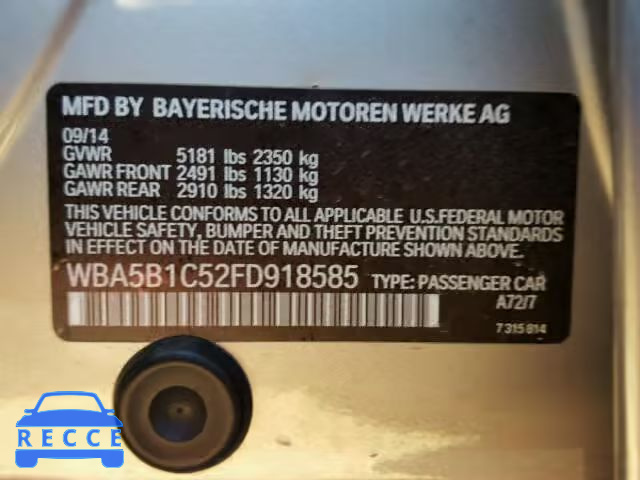 2015 BMW 535I WBA5B1C52FD918585 image 9
