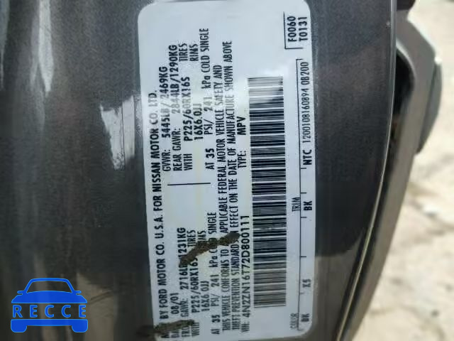 2002 NISSAN QUEST SE 4N2ZN16T72D800111 image 9