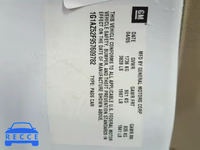 2005 CHEVROLET COBALT LT 1G1AZ52F957609782 image 9