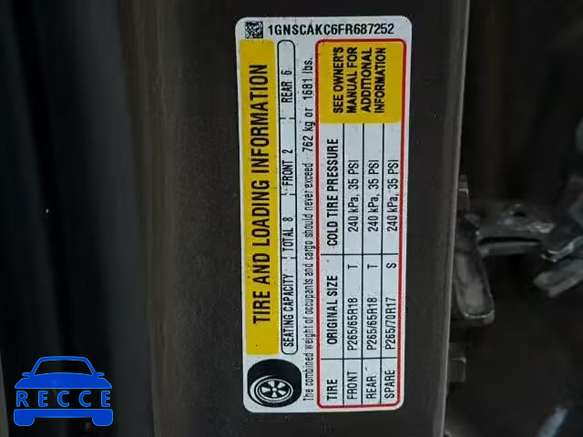 2015 CHEVROLET TAHOE C150 1GNSCAKC6FR687252 зображення 9