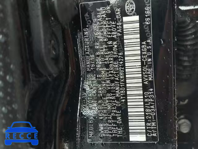 2017 TOYOTA CAMRY HYBR 4T1BD1FK8HU214276 image 9