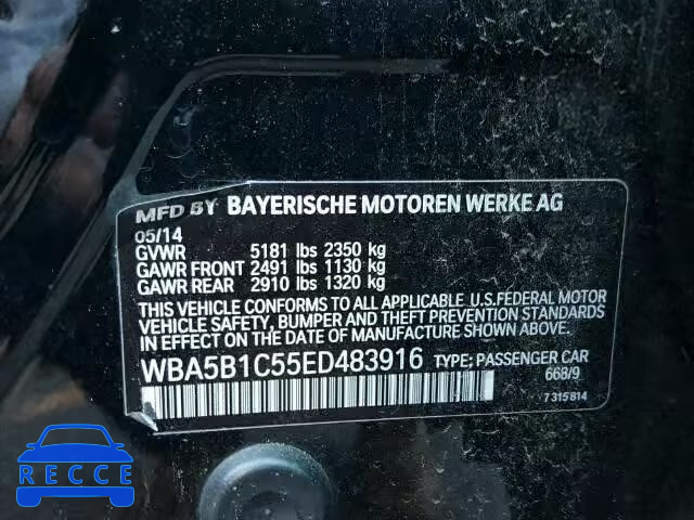 2014 BMW 535I WBA5B1C55ED483916 image 9