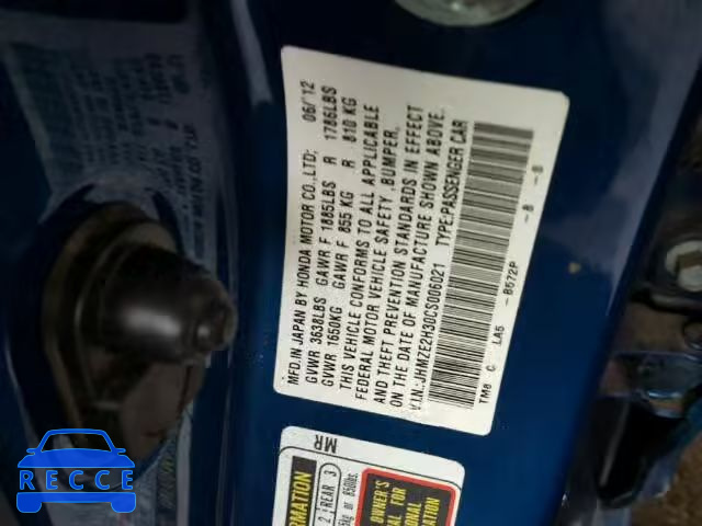 2012 HONDA INSIGHT JHMZE2H30CS006021 зображення 9