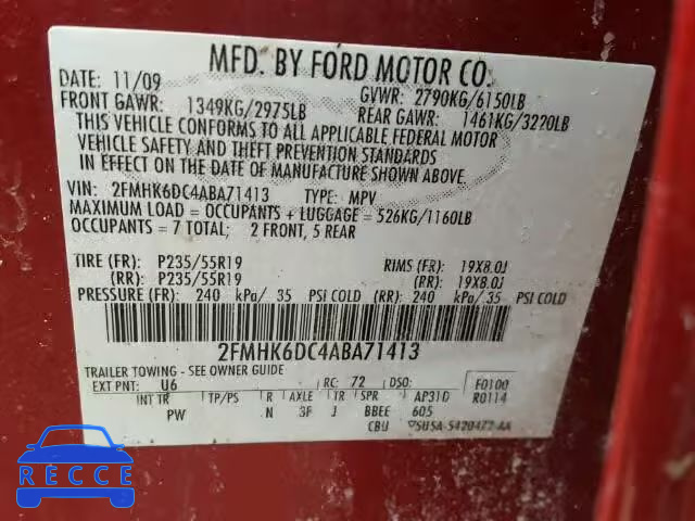 2010 FORD FLEX LIMIT 2FMHK6DC4ABA71413 Bild 9