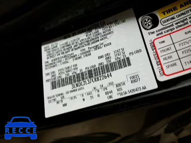 2012 LINCOLN MKZ HYBRID 3LNDL2L37CR822644 image 9