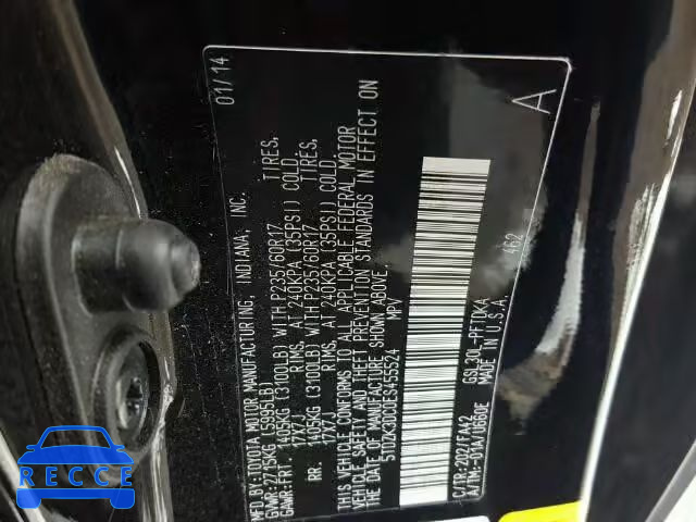 2014 TOYOTA SIENNA 5TDZK3DC0ES455524 image 9