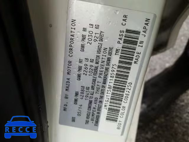 2015 MAZDA 6 TOURING JM1GJ1T58F1185975 image 9
