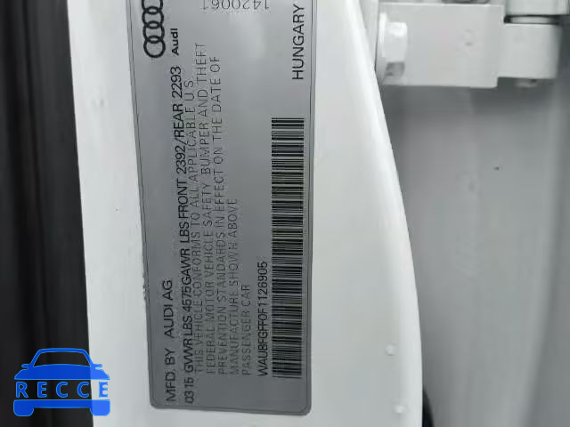 2015 AUDI S3 PREMIUM WAUBFGFF0F1126905 image 9