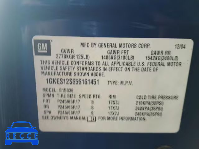 2005 GMC ENVOY XUV 1GKES12S656161451 image 9