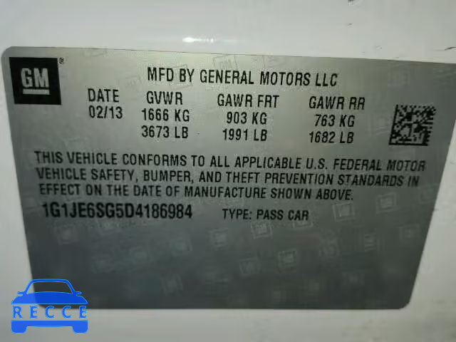 2013 CHEVROLET SONIC LTZ 1G1JE6SG5D4186984 image 9