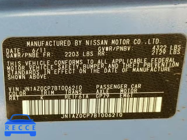 2011 NISSAN LEAF SV/SL JN1AZ0CP7BT006210 зображення 9