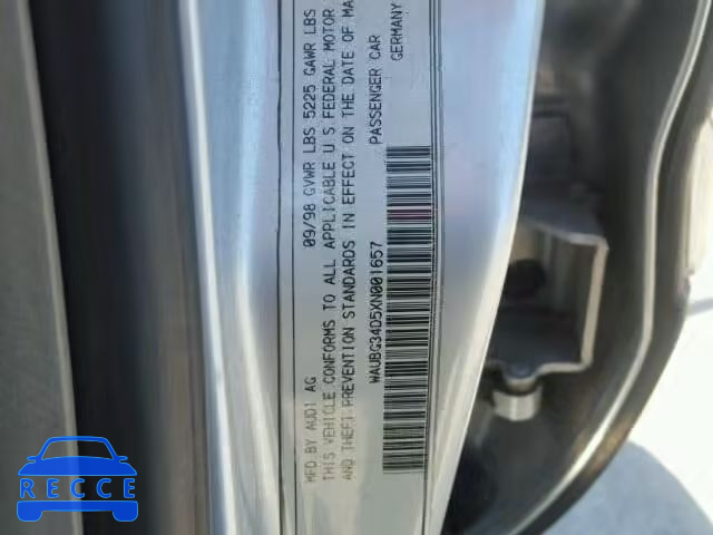 1999 AUDI A8 QUATTRO WAUBG34D5XN001657 image 9