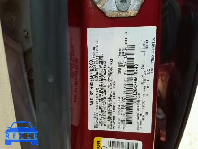 2015 LINCOLN MKZ 3LN6L2GKXFR618743 image 9