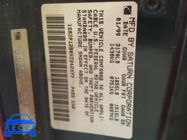 1999 SATURN SC1 1G8ZP1280XZ242377 image 9
