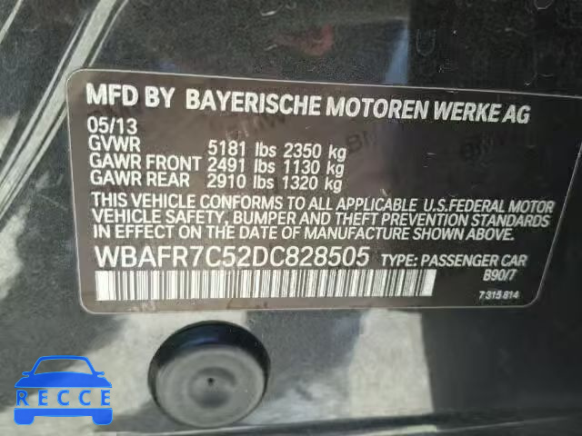 2013 BMW 535I WBAFR7C52DC828505 зображення 9