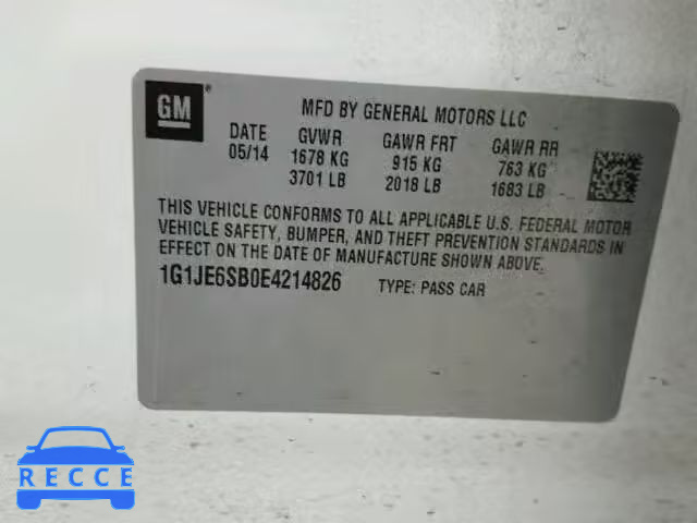 2014 CHEVROLET SONIC LTZ 1G1JE6SB0E4214826 image 9
