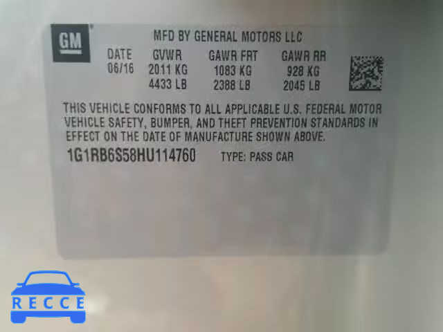 2017 CHEVROLET VOLT PREMI 1G1RB6S58HU114760 image 9