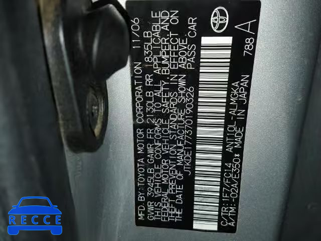 2007 TOYOTA SCION JTKDE177370190326 image 9