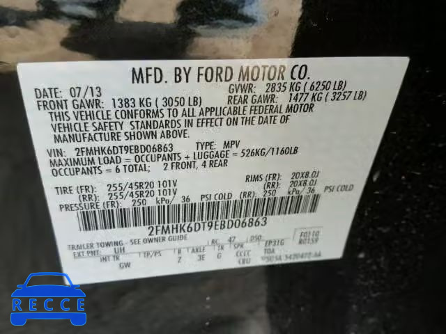 2014 FORD FLEX LIMIT 2FMHK6DT9EBD06863 Bild 9