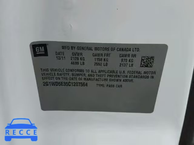 2012 CHEVROLET IMPALA POL 2G1WD5E35C1207564 Bild 9