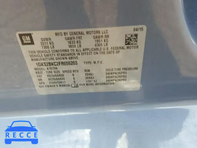 2015 GMC YUKON SLT 1GKS2BKC2FR656263 image 9