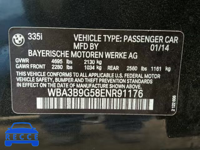 2014 BMW 335XI WBA3B9G58ENR91176 Bild 9