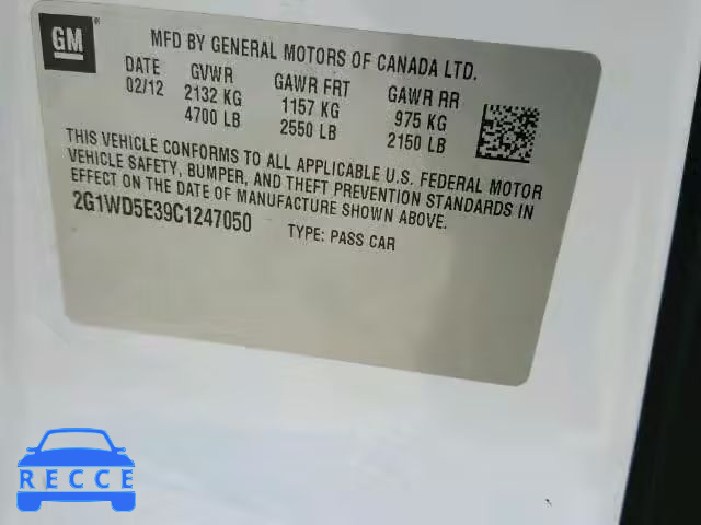 2012 CHEVROLET IMPALA POL 2G1WD5E39C1247050 image 9