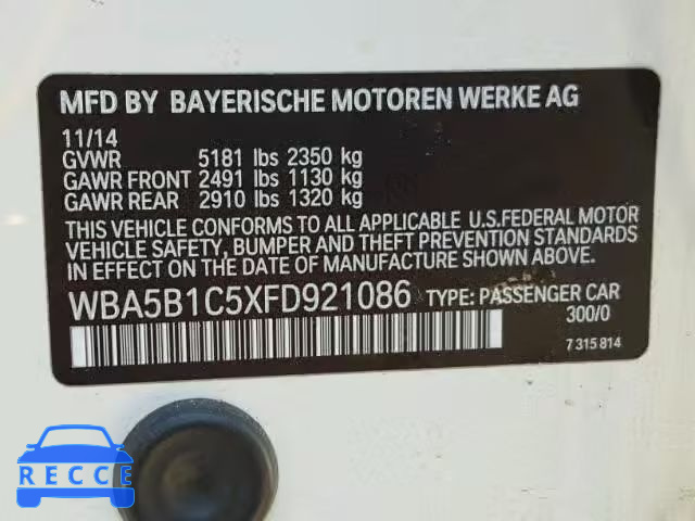 2015 BMW 535I WBA5B1C5XFD921086 image 9