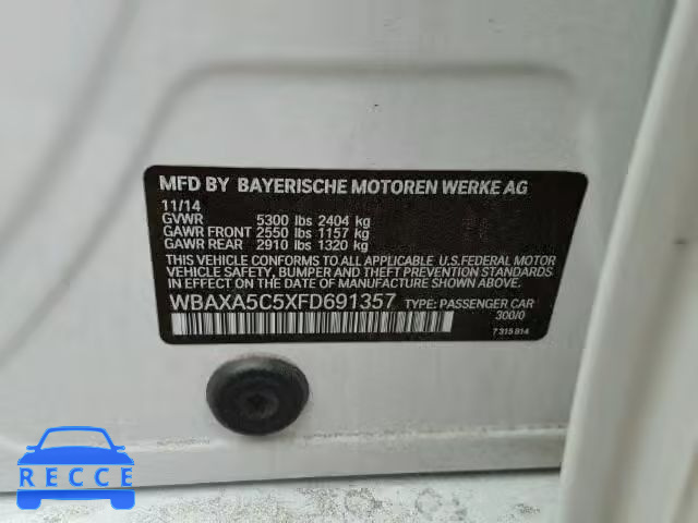 2015 BMW 535D WBAXA5C5XFD691357 зображення 9