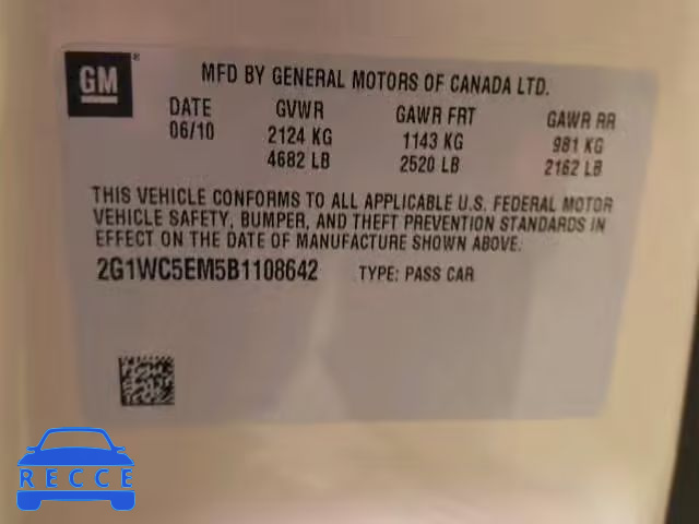 2011 CHEVROLET IMPALA LTZ 2G1WC5EM5B1108642 зображення 9