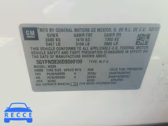 2013 CADILLAC SRX PERFOR 3GYFNDE36DS590199 image 9