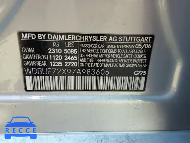 2007 MERCEDES-BENZ E550 WDBUF72X97A983606 image 9