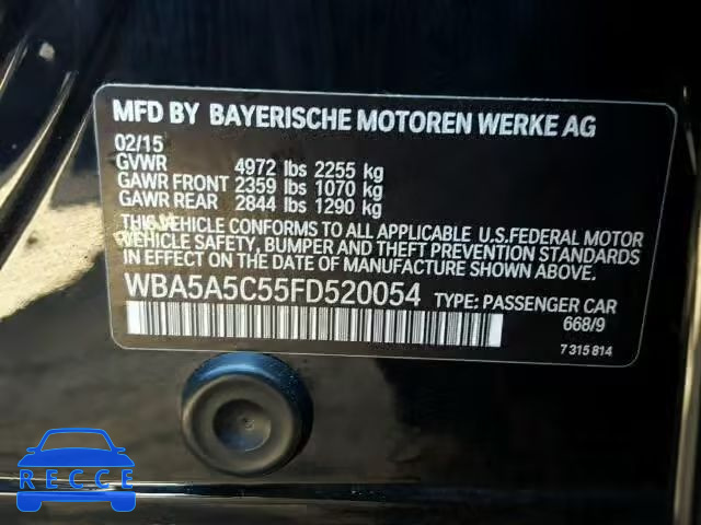 2015 BMW 528I WBA5A5C55FD520054 image 9