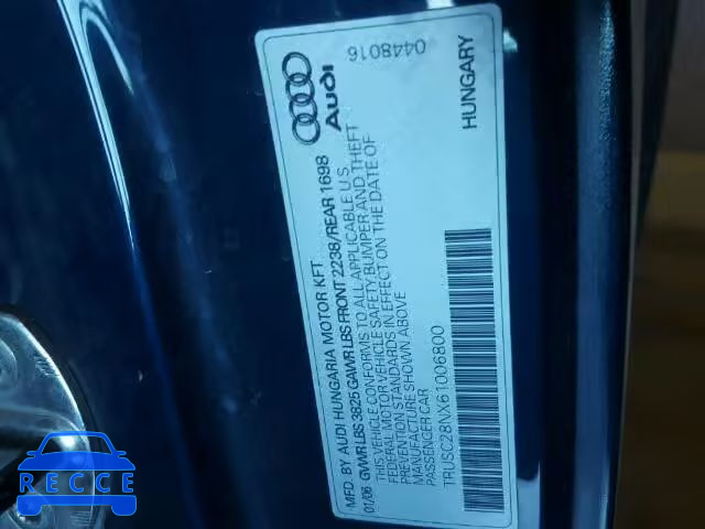 2006 AUDI TT TRUSC28NX61006800 image 9