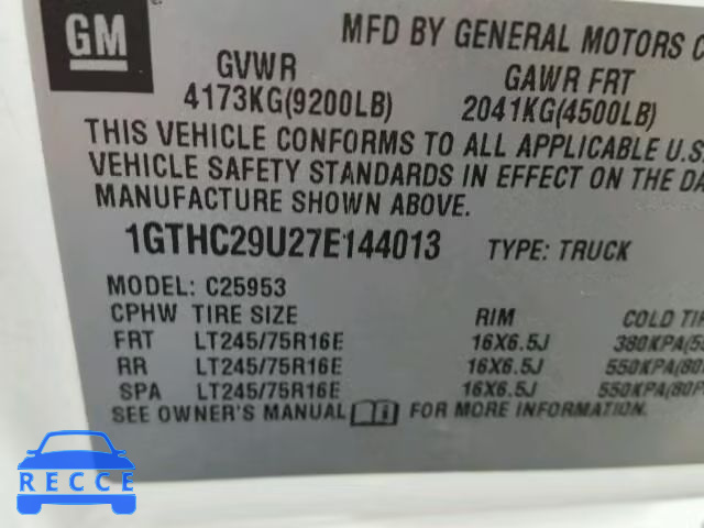 2007 GMC SIERRA C25 1GTHC29U27E144013 image 9