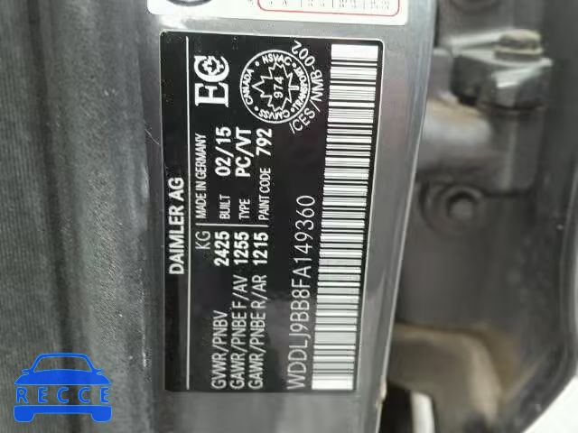 2015 MERCEDES-BENZ CLS550 4MA WDDLJ9BB8FA149360 зображення 9