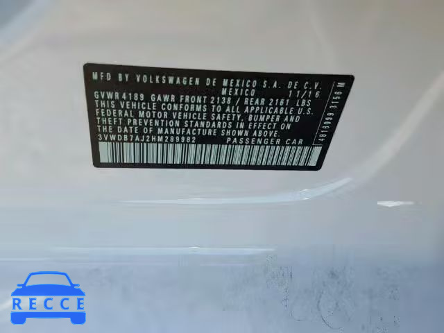 2017 VOLKSWAGEN JETTA SE 3VWDB7AJ2HM289982 image 9
