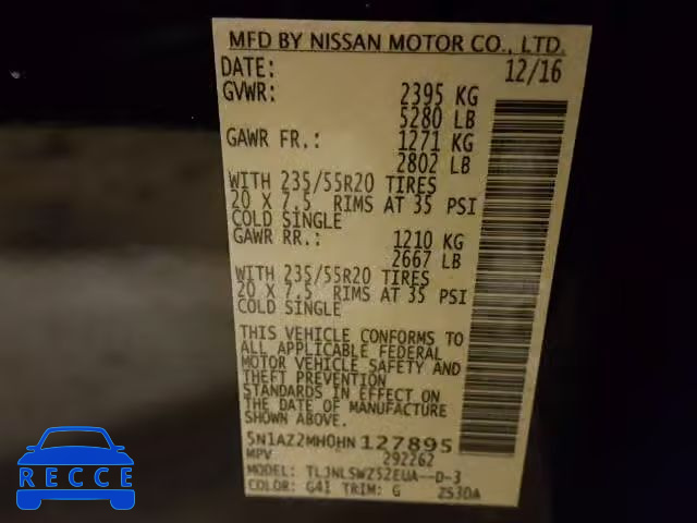 2017 NISSAN MURANO S 5N1AZ2MH0HN127895 image 9