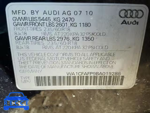 2011 AUDI Q5 PREMIUM WA1CFAFP9BA019286 image 9